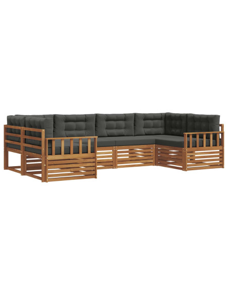 Set di divani da esterno con cuscino 6 pcs Naturale e Antracite