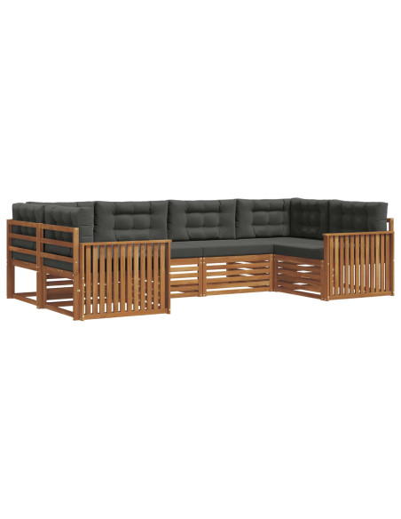 Set di divani da esterno con cuscino 6 pcs Naturale e Antracite