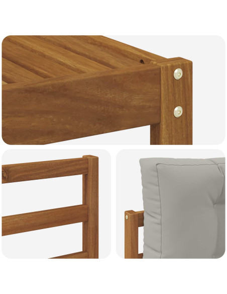 Set di divani da esterno 5 pcs Grigio Naturale e Chiaro