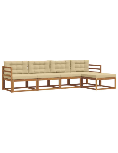 Set di divani da esterno con cuscino 5 pcs Naturale e Beige