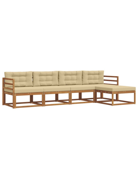 Set di divani da esterno con cuscino 5 pcs Naturale e Beige