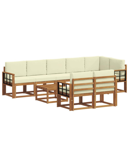 Set di divani da esterno con cuscino 9 pcs Naturale e Crema