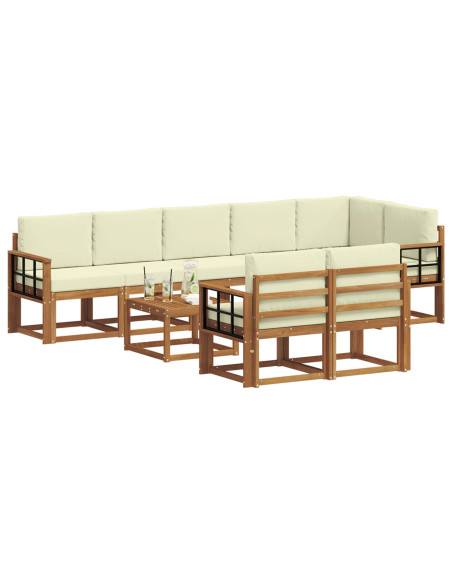 Set di divani da esterno con cuscino 9 pcs Naturale e Crema