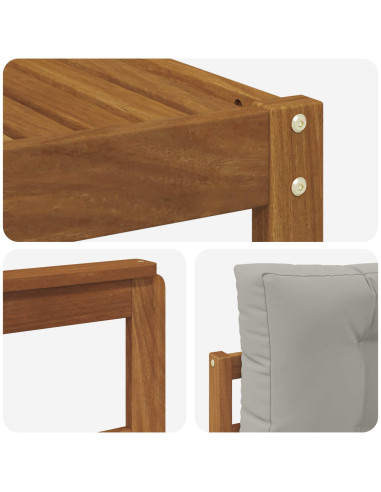 Set di divani da esterno 5 pcs Grigio Naturale e Chiaro