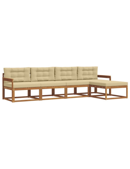 Set di divani da esterno con cuscino 5 pcs Naturale e Beige