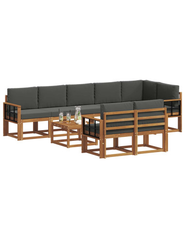 Set di divani da esterno con cuscino 9 pcs Naturale e Antracite