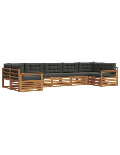 Set di divani da esterno con cuscino 7 pcs Naturale e Antracite 2
