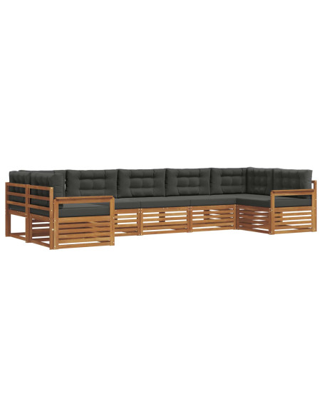 Set di divani da esterno con cuscino 7 pcs Naturale e Antracite