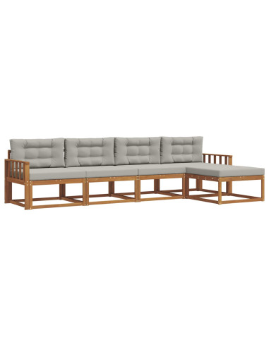 Set di divani da esterno 5 pcs Grigio Naturale e Chiaro