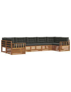 Set di divani da esterno con cuscino 7 pcs Naturale e Antracite 2