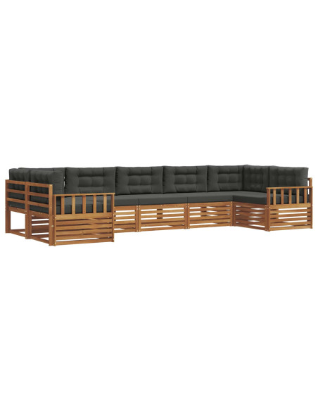 Set di divani da esterno con cuscino 7 pcs Naturale e Antracite