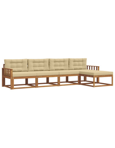 Set di divani da esterno con cuscino 5 pcs Naturale e Beige