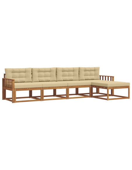 Set di divani da esterno con cuscino 5 pcs Naturale e Beige