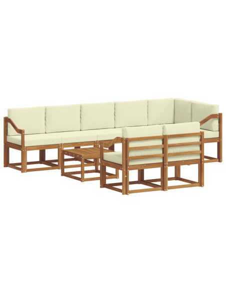 Set di divani da esterno con cuscino 9 pcs Naturale e Crema