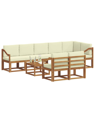 Set di divani da esterno con cuscino 9 pcs Naturale e Crema