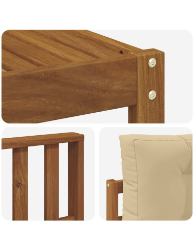 Set di divani da esterno con cuscino 5 pcs Naturale e Beige