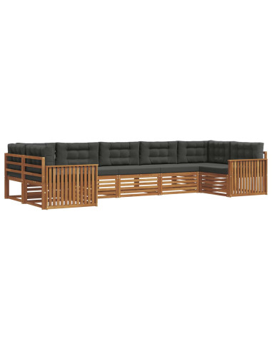 Set di divani da esterno con cuscino 7 pcs Naturale e Antracite