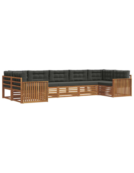 Set di divani da esterno con cuscino 7 pcs Naturale e Antracite