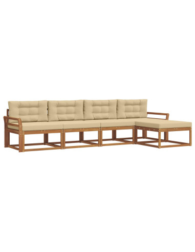 Set di divani da esterno con cuscino 5 pcs Naturale e Beige