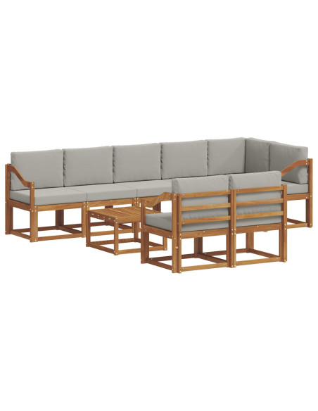 Set di divani da esterno 9 pcs Grigio Naturale e Chiaro