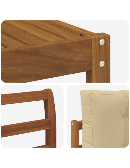 Set di divani da esterno con cuscino 5 pcs Naturale e Beige