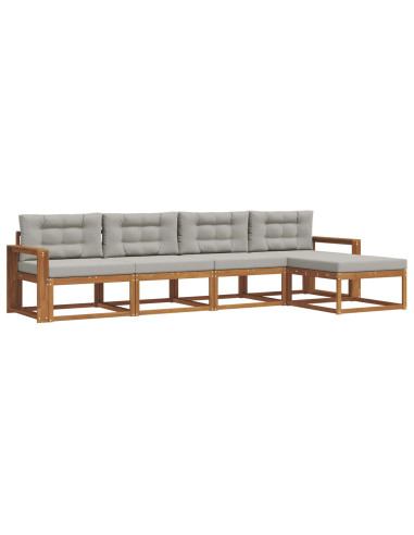 Set di divani da esterno 5 pcs Grigio Naturale e Chiaro