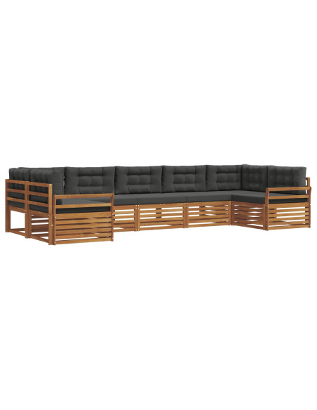 Set di divani da esterno con cuscino 7 pcs Naturale e Antracite