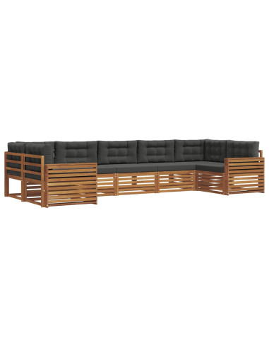 Set di divani da esterno con cuscino 7 pcs Naturale e Antracite