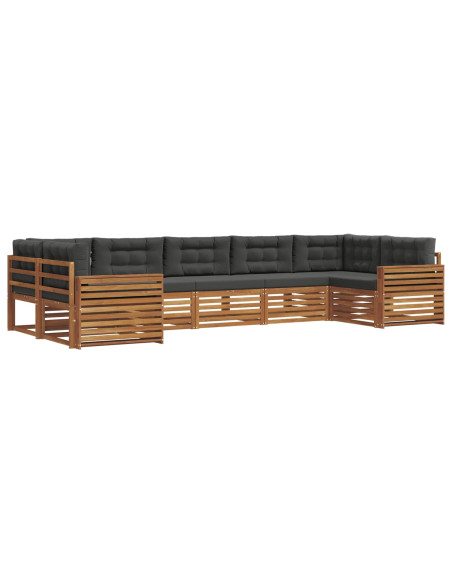Set di divani da esterno con cuscino 7 pcs Naturale e Antracite