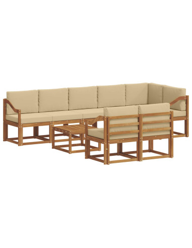 Set di divani da esterno con cuscino 9 pcs Naturale e Beige