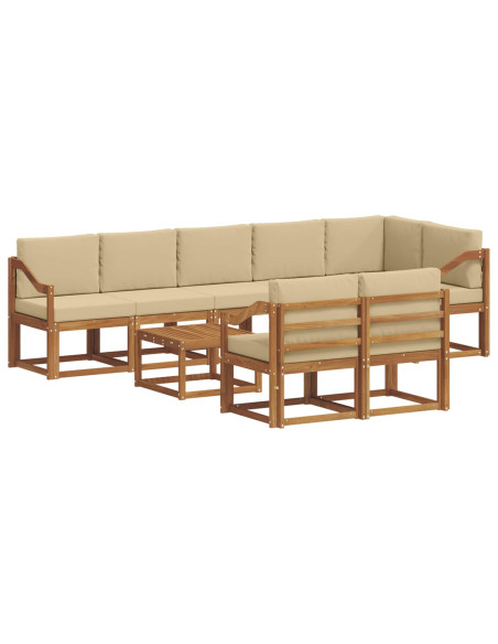 Set di divani da esterno con cuscino 9 pcs Naturale e Beige