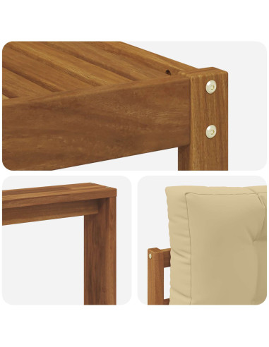 Set di divani da esterno con cuscino 5 pcs Naturale e Beige