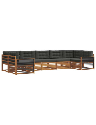 Set di divani da esterno con cuscino 7 pcs Naturale e Antracite