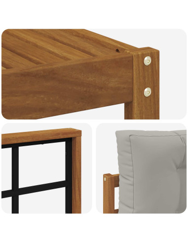 Set di divani da esterno 5 pcs Grigio Naturale e Chiaro