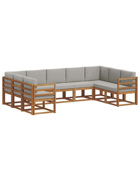 Set di divani con cuscino 9 pcs Grigio Naturale e Chiaro