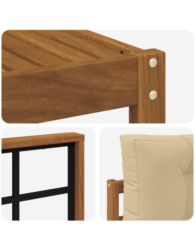 Set di divani da esterno con cuscino 5 pcs Naturale e Beige