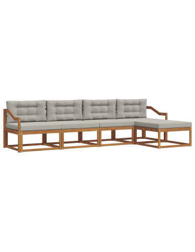 Set di divani da esterno 5 pcs Grigio Naturale e Chiaro