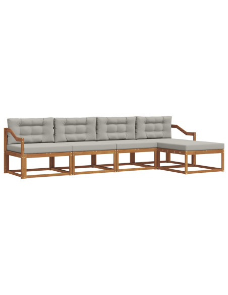 Set di divani da esterno 5 pcs Grigio Naturale e Chiaro