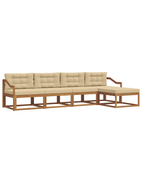 Set di divani da esterno con cuscino 5 pcs Naturale e Beige
