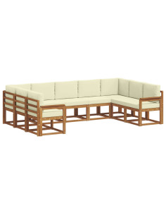 Set di divani con cuscino 9 pcs Naturale e Crema 2