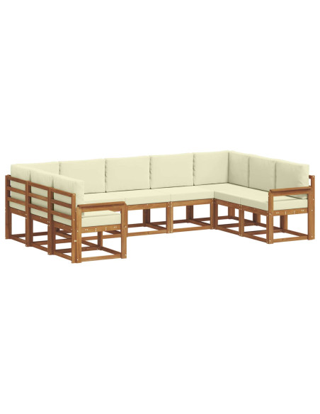 Set di divani con cuscino 9 pcs Naturale e Crema