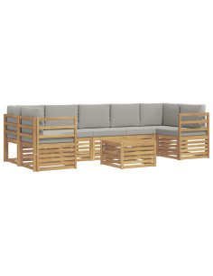 Set di divani da esterno 8 pcs Bianco e Grigio Chiaro 2
