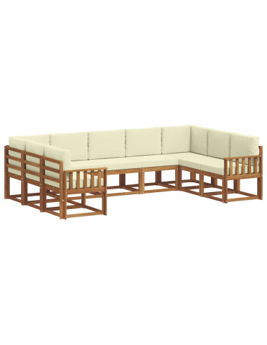 Set di divani con cuscino 9 pcs Naturale e Crema