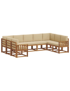 Set di divani con cuscino 9 pcs Naturale e Beige 2