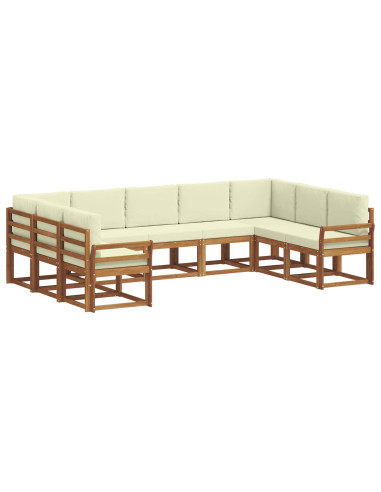 Set di divani con cuscino 9 pcs Naturale e Crema