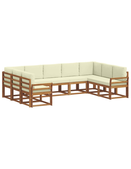 Set di divani con cuscino 9 pcs Naturale e Crema
