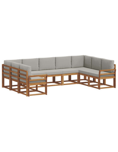 Set di divani con cuscino 9 pcs Grigio Naturale e Chiaro