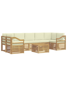Set di divani da esterno 8 pcs Bianco e Crema Poliestere 2