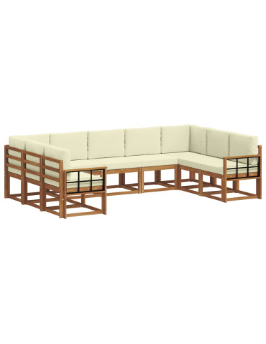 Set di divani con cuscino 9 pcs Naturale e Crema