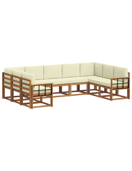 Set di divani con cuscino 9 pcs Naturale e Crema